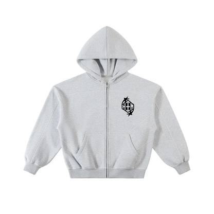HEEM™ Contrast-Stitched Boxy Zip Hoodie