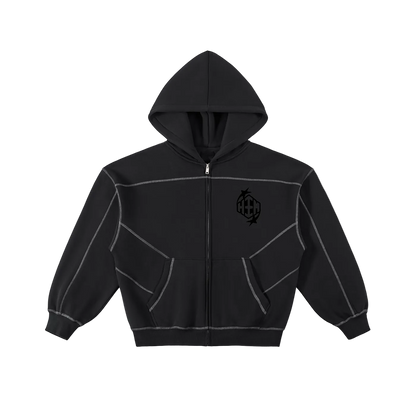 HEEM™ Contrast-Stitched Boxy Zip Hoodie