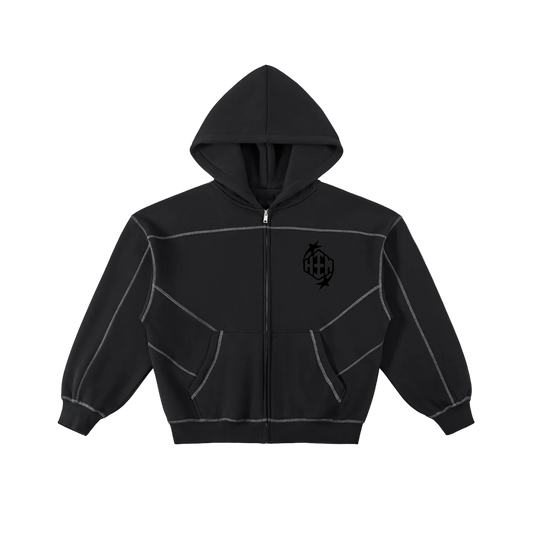 HEEM™ Contrast-Stitched Boxy Zip Hoodie